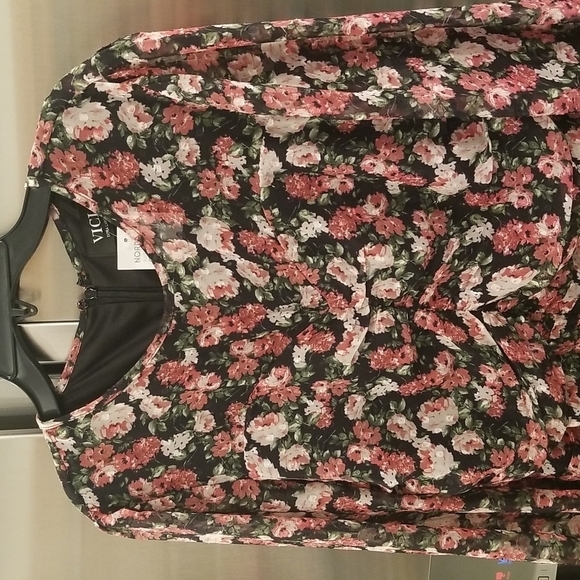 💕VICI💕 Floral Ruched Long Sleeve Minidress ~ Black Floral Print XL NWOT - Picture 8 of 14